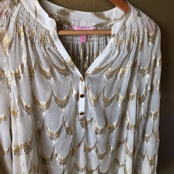 Lilly Pulitzer Metallic Gold Elsa Top - Picture 3 of 8